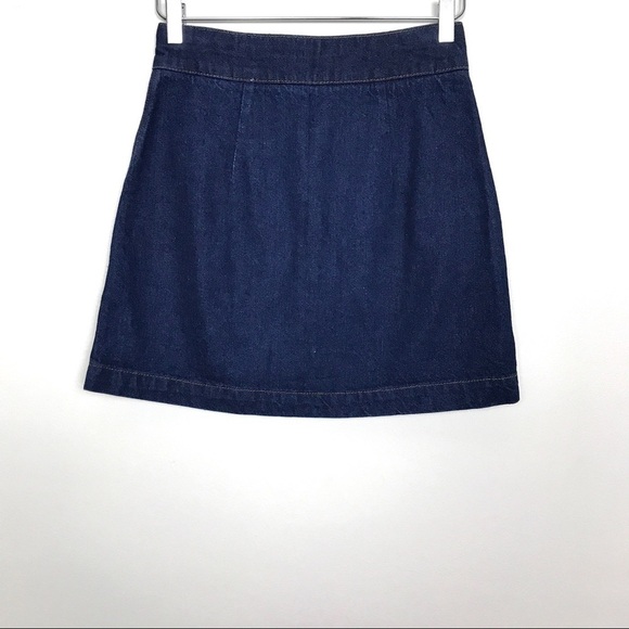 TopShop Moto A-Line Zipper Front Denim Skirt Sz 4 - Picture 7 of 8